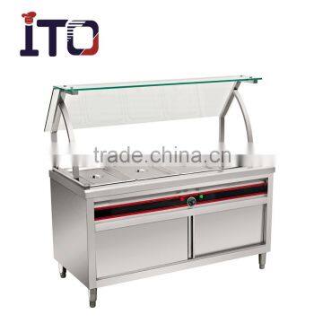 Vertical Electric Bain Marie with Curved Glass Cover
