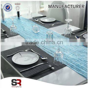 2015 Hot Sale Blue Crumple Glod Resturant Table Cloth