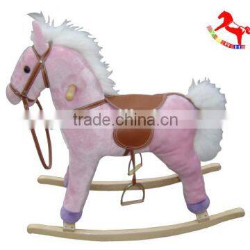 Factory direct Top Quality Plush Rocking Horse pink Plush Rocking Horse On Wheels