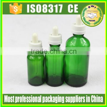 5ml, 15ml & 30ml green glass bottles with dropper