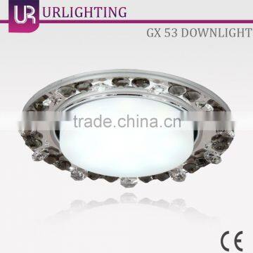 6W GX 53 Chrome Glass Ceiling Downlight Grey