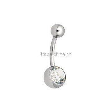 Double Jewelled Piercing Titanium G23 Banana Belly Button Ring