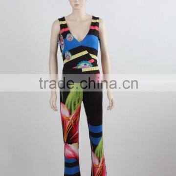 OEM custom bodycon jumpsuit summer swimming beach wear fashion printing beach party jumpsuit manufacture