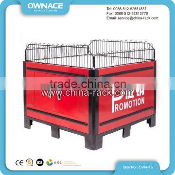 Supermarket Exhibition Metal Stand Promotion Table with Guardrail