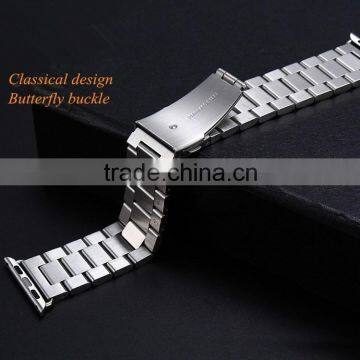 Topshion Factory Luxury Silver & Gold Stainless Steel Metal Strap For Apple Watch Band