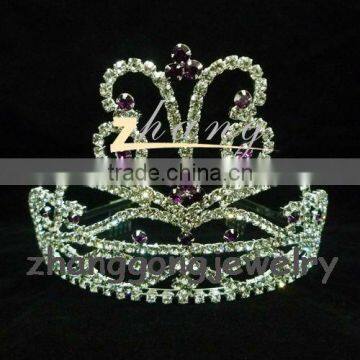 Beauty design purple rhinestone pageant crown