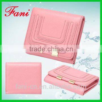 Fancy mini genuine human leather wallets with embroidery design for girls