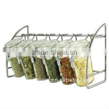 SINOGLASS 6 pcs Oval Shape Glass Spice jar Rack Set