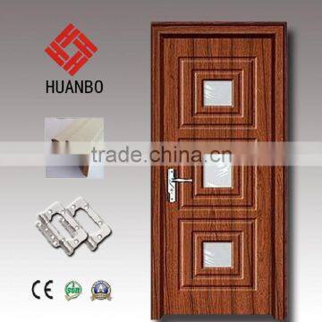 Cheap price fancy design wood mdf door glass interior wooden doors for bedroom