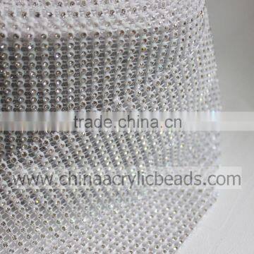 Rhinestone Silver Diamond Mesh Sheet Ribbon With 24 Rows Crystal Bling