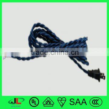 Fabric twisted wire cable ac power cord polarity American two pin electrical plug