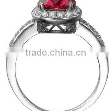 HY Fashion Jewelry Pave CZ Solitaire Engagement Rings for Women(Ruby) photo-2