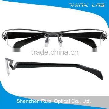 Pure titanium optical frame rimless frames with plastic leg