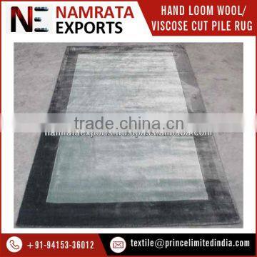 High Quality Hand Loom Viscose Cut Pile Border Carpet with Latex Backed Material