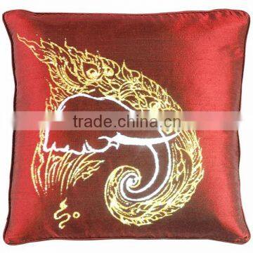 Pillow Case Cushion Covers Silk Art Fabric Painting Handmade Thailand ELEPHANT Floral