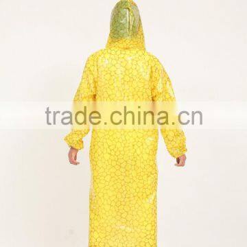 Yellow Ladies or Women Hooded Long Waterproof Pvc Rainsuit photo-4