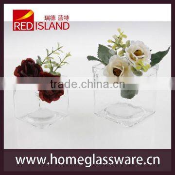 Square Clear Glass Vase Flower Pot photo-2