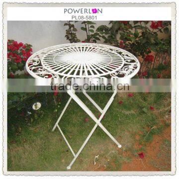 Lovely Light Weight Folding Wrought Iron Antirust Metal Antique White Outdoor Decorative Garden Furniture photo-2