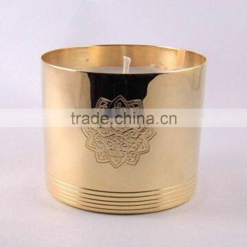 Brass candle container jar with brand logo