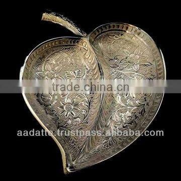 New Design Silver-Plated Leaf Shaped Decorative Gift Item Silver Plated Dish