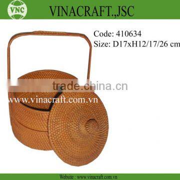 Rattan basket set of 3 with layer