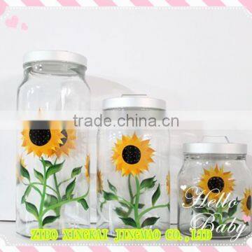 3pcs glass jars wholesale with handle