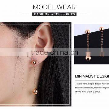 Latest Simple Stainless Steel Design Rose Gold Long Earrings Women Jewelry photo-6
