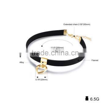 Gothic Choker Necklace For Women Hollow Heart Pendant With Smooth Flannel photo-2