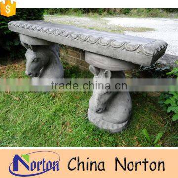 antique stone horse head statues carved outdoor bench NTMF-B006Y