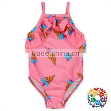 Little Girl Polka Dots Swimming Fabric Clothes Ruffle One Piece Doughnuts Swimsuit photo-3