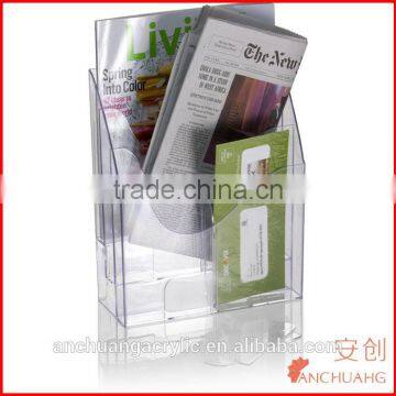 Clear Acrylic Officemate Multi-Use Literature Holder Brochure Rack With Tiered Dividable Pockets photo-3