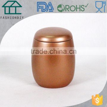 Copper plated metal round candle jar concrete candle holder for christmas gift