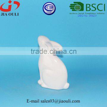 BSCI Audit Factory EASTER Bunny Glazed White Ceramic Rabbit Figurines, Decorative Easter Bunnies photo-3