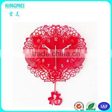 Custom Distinctive Red Acrylic Wall Clock With Animal Pattern photo-3