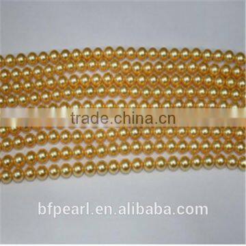 10mm South Sea Golden Color Genuine Shell Pearls Strands Luck Jewelry