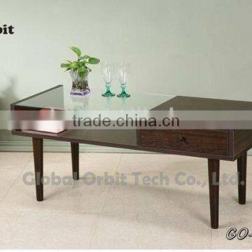 2016 High Quality Tempered Glass Modern Wooden Coffee Table photo-5