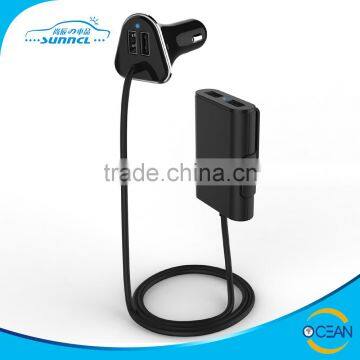 New Arriving High Quality 4 USB Port 1.8M Cable DC 5V Total 9.6A Car Charger with CE FC RoHS