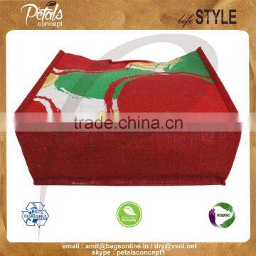 PP Laminated Jute Tote Bag With Web Handle & With Three Color Front & Back Print photo-5