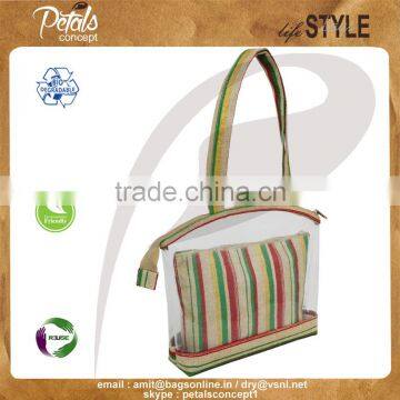 See Through PVC / PP Laminated Jute Bag With Pouch photo-2