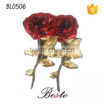 Wholesale Long Sequin Rose Flower Applique for Baby Dresses photo-2