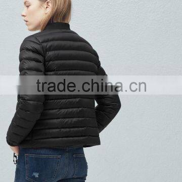 Outdoor Keep Warm Women Black Quited Feather Down Winter Coat photo-5