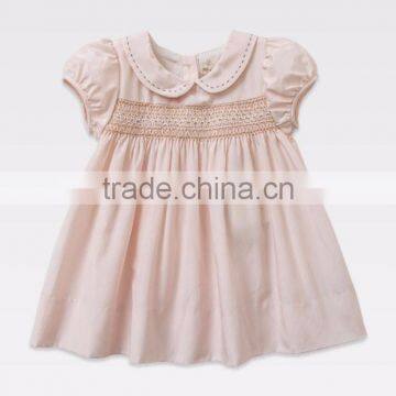2015 Baby Frocks Designs Boutique Clothing Pink Cap Sleeve Fashion Girls Summer Smocked Party Dress photo-3