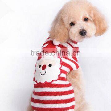 2017 new red white stripes santa claus knitting pattern dogs christmas sweater