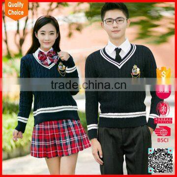 Navy blue cable uniform sweater for school student