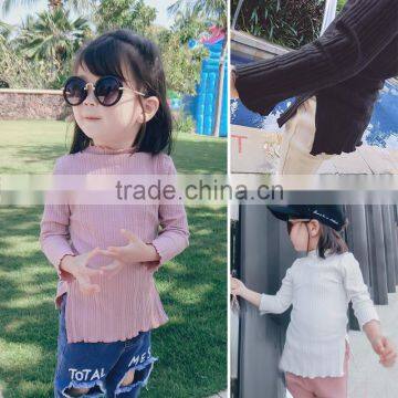 1-6 years 2017 New Autumn Full Sleeve Good Quality Cotton Knitting Solid Color Girls Blouse