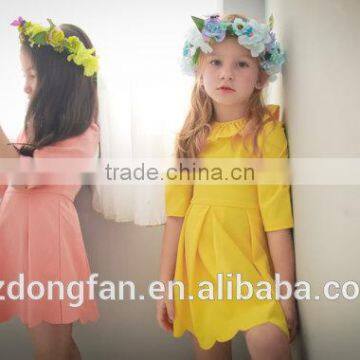 Three-quarter Sleeve Lotus Leaf Collar Skirt Frock Design Mother Daughter Matching Dress photo-2
