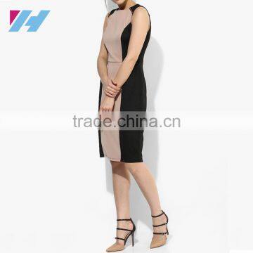 New Ladies Picture Fashion Contrast Color Short Pencil Dresses 2017 Design photo-4