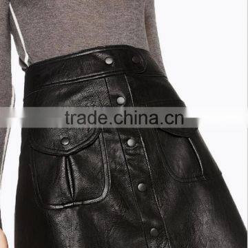 Runwaylover EY2208D New Design 2017 Ladies Fashion One Breasted Pu Skirt