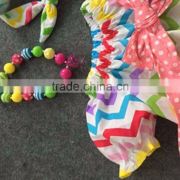 2016 New Arrival Easter Design Rainbow Chevron Bunny Girls Dress Hot Sell Cute Girls Party Dress With Matching Accessories photo-3