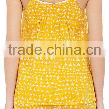 Women Pajamas Abstract-print Cotton Voile Pajama Cami With White Lace Trim